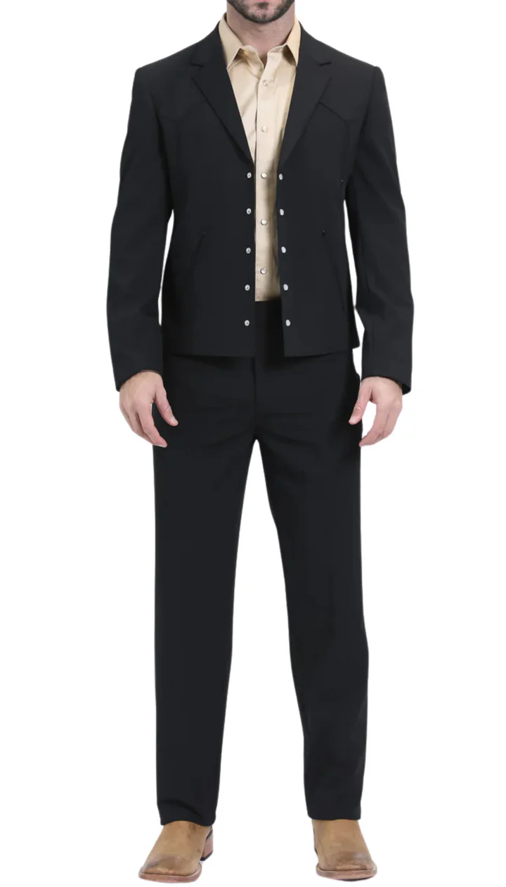 Black Western Suit Set for Men – Stylish Formal Wedding and Business Suit - 34 Short or Extra Small