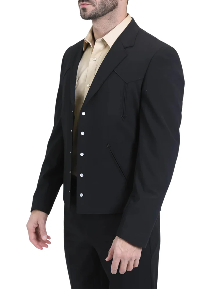 Black Western Suit Set for Men – Stylish Formal Wedding and Business Suit - 34 Short or Extra Small