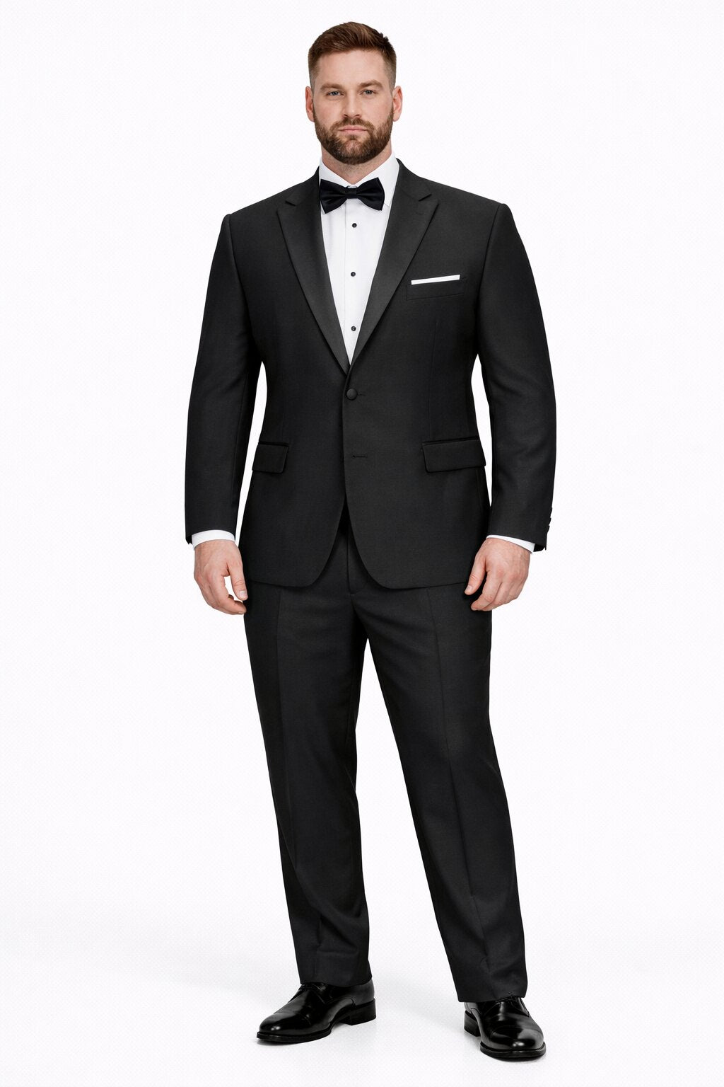 Mens Tiglio Modern Fit Black Wool Tuxedo Classic Satin Lapel Formal Suit