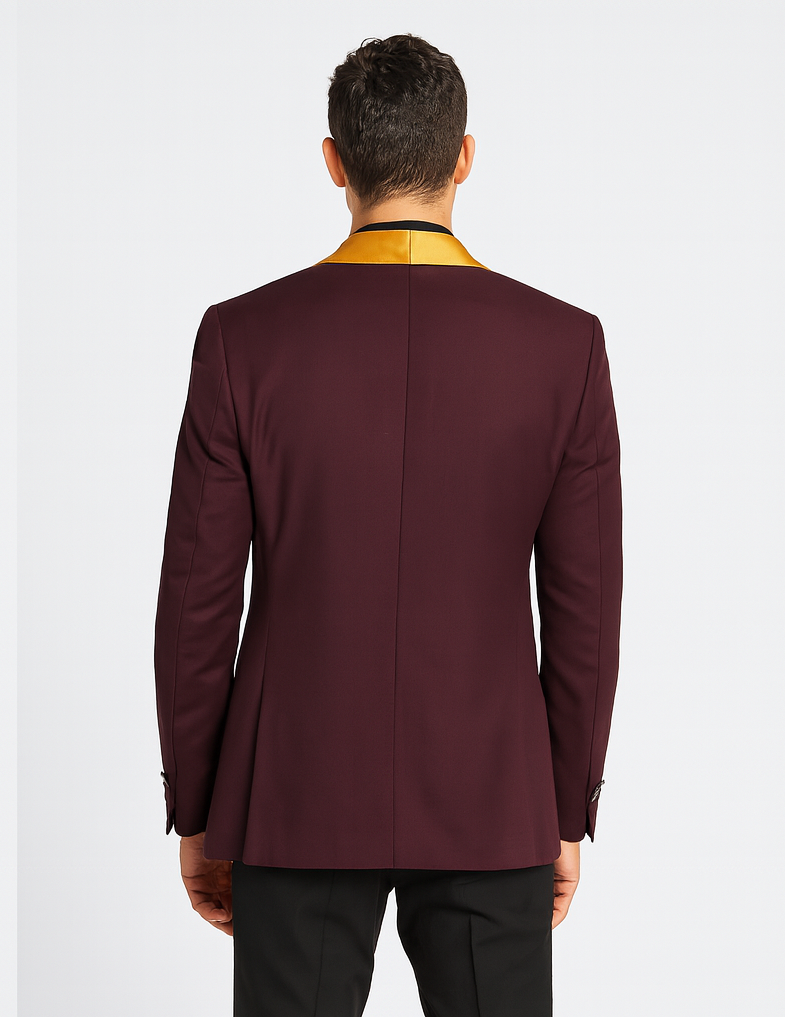 Mens Blazer Burgundy ~ Gold Tuxedo Dinner Jacket - Coat Size 38