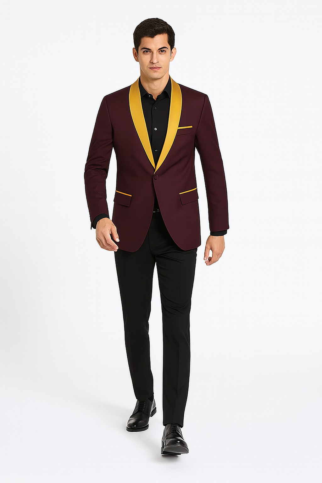 Mens Blazer Burgundy ~ Gold Tuxedo Dinner Jacket - Coat Size 38