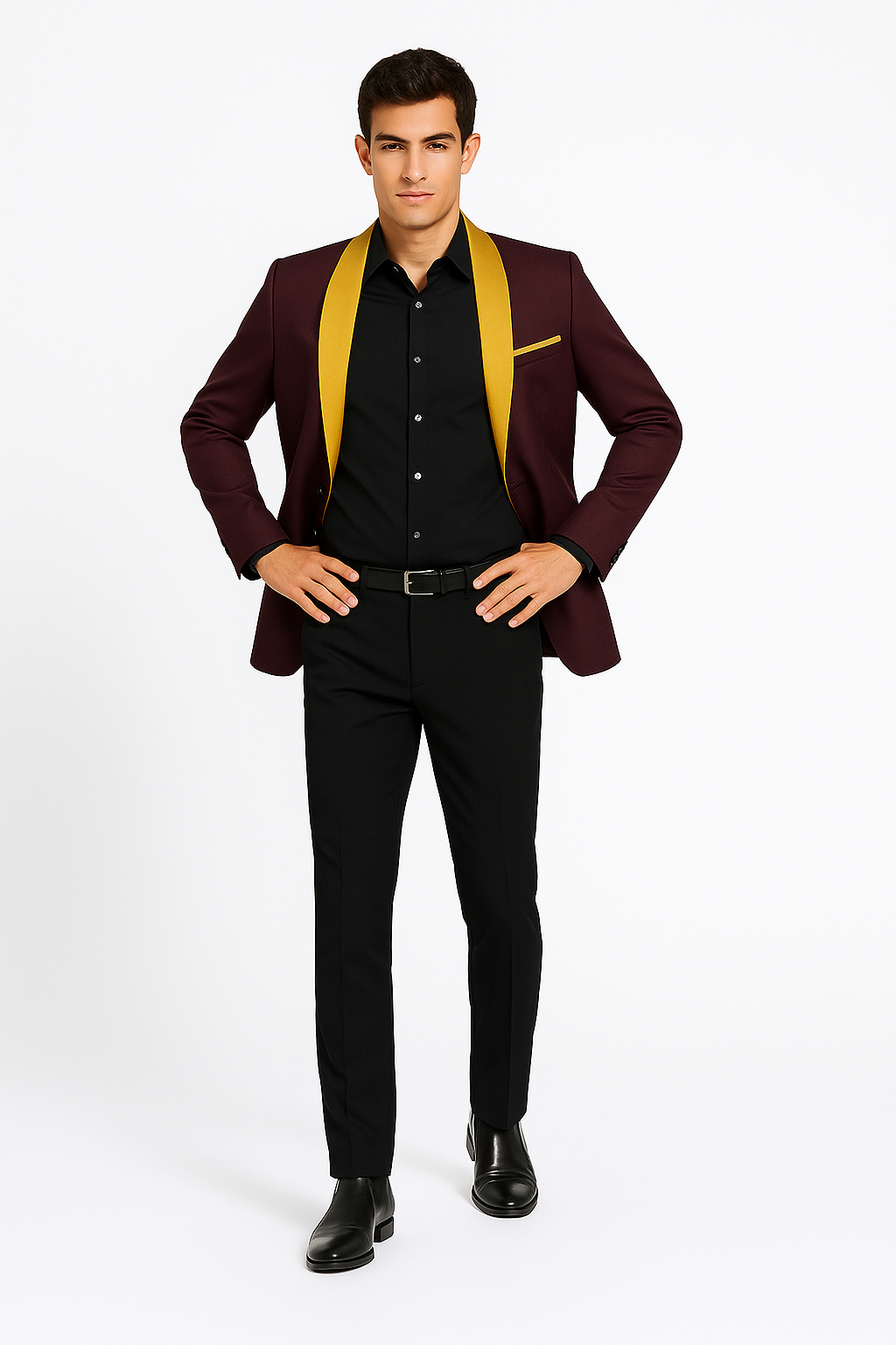 Mens Blazer Burgundy ~ Gold Tuxedo Dinner Jacket - Coat Size 38