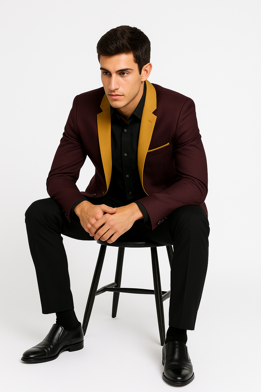 Mens Blazer Burgundy ~ Gold Tuxedo Dinner Jacket - Coat Size 38