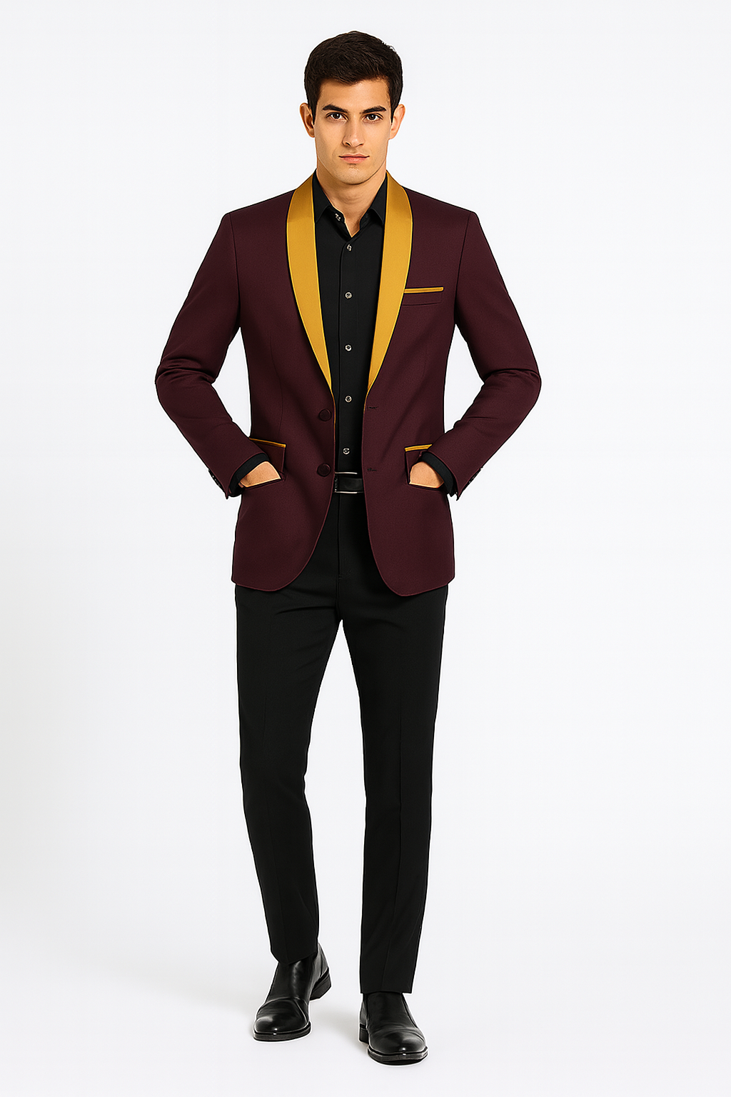 Mens Blazer Burgundy ~ Gold Tuxedo Dinner Jacket - Coat Size 38