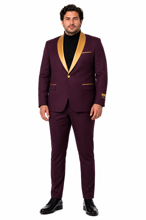 Mens Blazer Burgundy ~ Gold Tuxedo Dinner Jacket