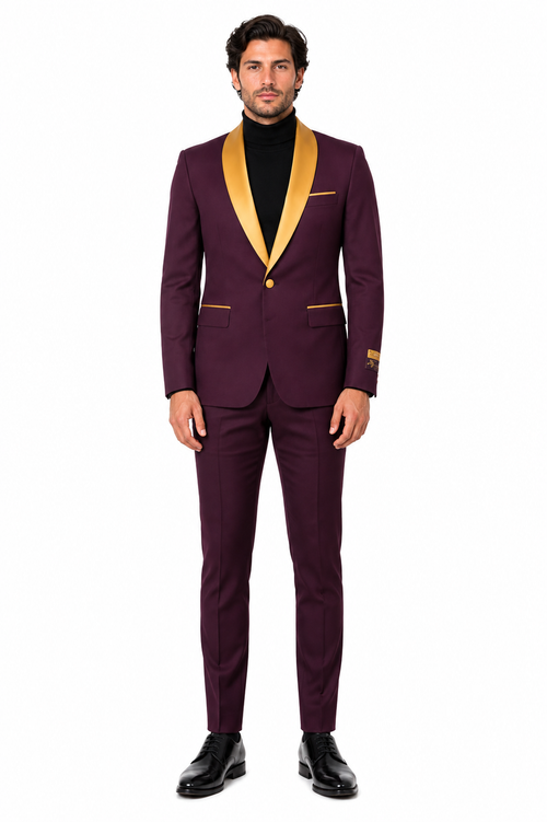 Mens Blazer Burgundy ~ Gold Tuxedo Dinner Jacket