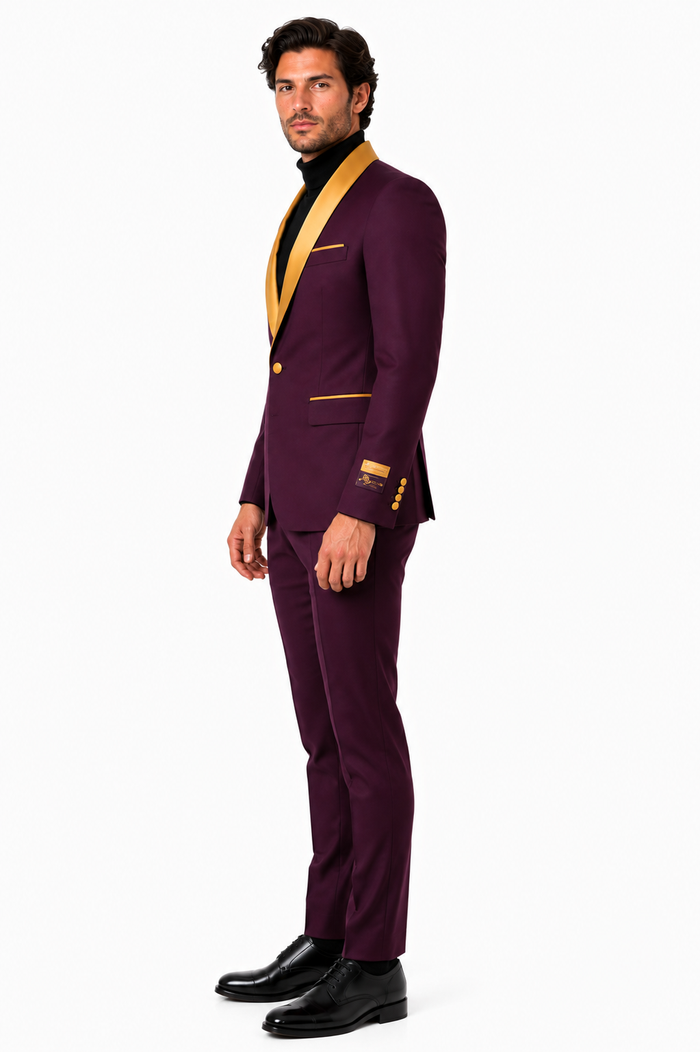 Mens Blazer Burgundy ~ Gold Tuxedo Dinner Jacket