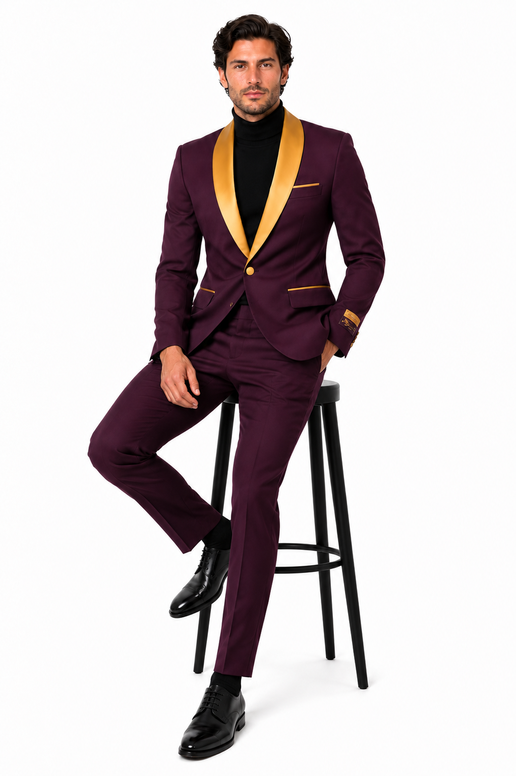 Mens Blazer Burgundy ~ Gold Tuxedo Dinner Jacket