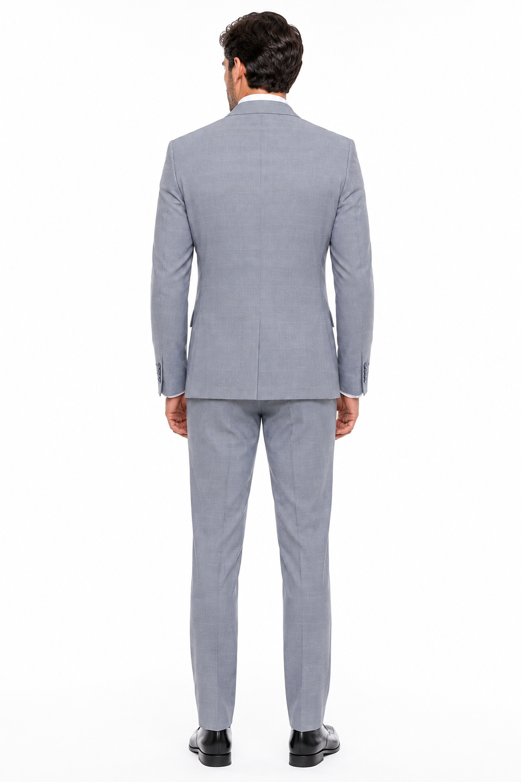Men’s Blue Plaid 3-Piece Tailored Fit Suit with Vest - 34 Short or Extra Small