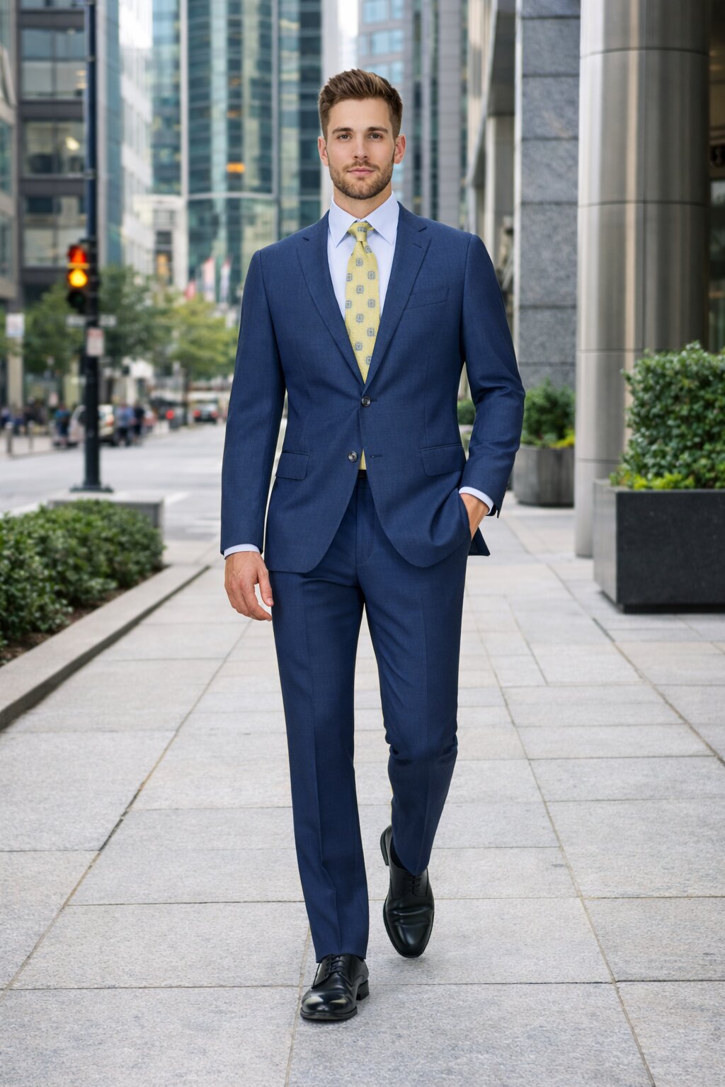 Modern Fit Tiglio Wool Double-Breasted Suit Premium Tailored Formal Suit