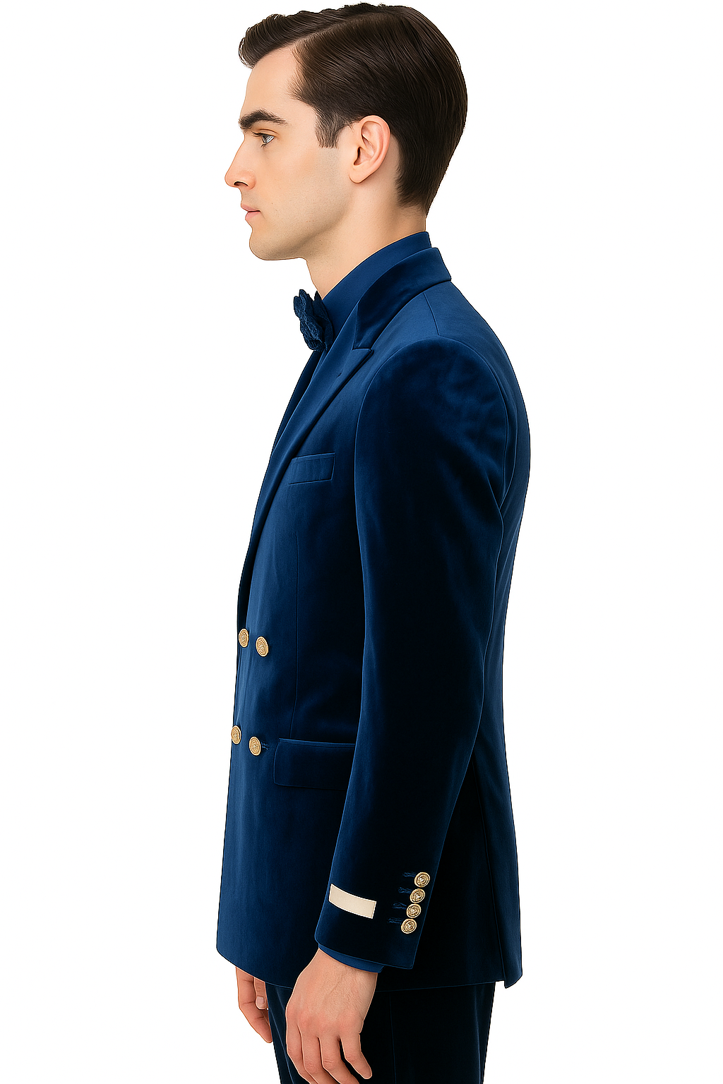 Velvet Suits - Double Breasted Suits - Slim Fit Suit Royal Blue - 38 Short Jacket+32 Waist Adjustable 28to34)(Height: 5 4 to5 7 )(Neck  15-16.5)S-M)