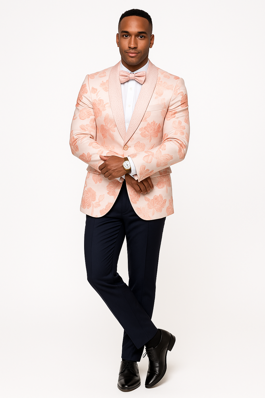 Mens Paisley Jeweled Shawl Prom 2026 Tuxedo in Blush Pink - 38 Short Jacket+32 Waist Adjustable 28to34)(Height: 5’4”to5’7”)(Neck 15-16.5)S-M)