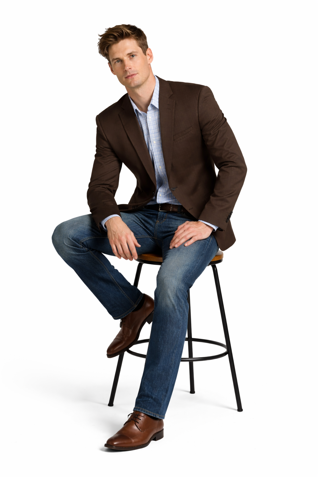 Men's Brown 2 Button Fashion Dress Casual Blazer-New Designer Collection - 38 Short Jacket+32 Waist Adjustable 28to34)(Height: 5 4 to5 7 )(Neck  15-16.5)S-M)