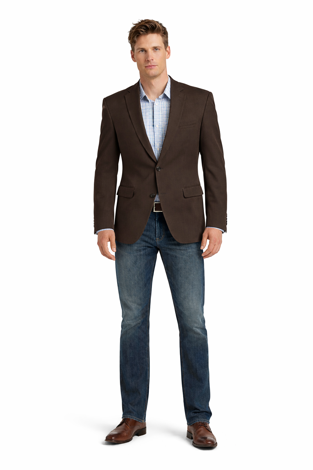 Men's Brown 2 Button Fashion Dress Casual Blazer-New Designer Collection - 38 Short Jacket+32 Waist Adjustable 28to34)(Height: 5 4 to5 7 )(Neck  15-16.5)S-M)