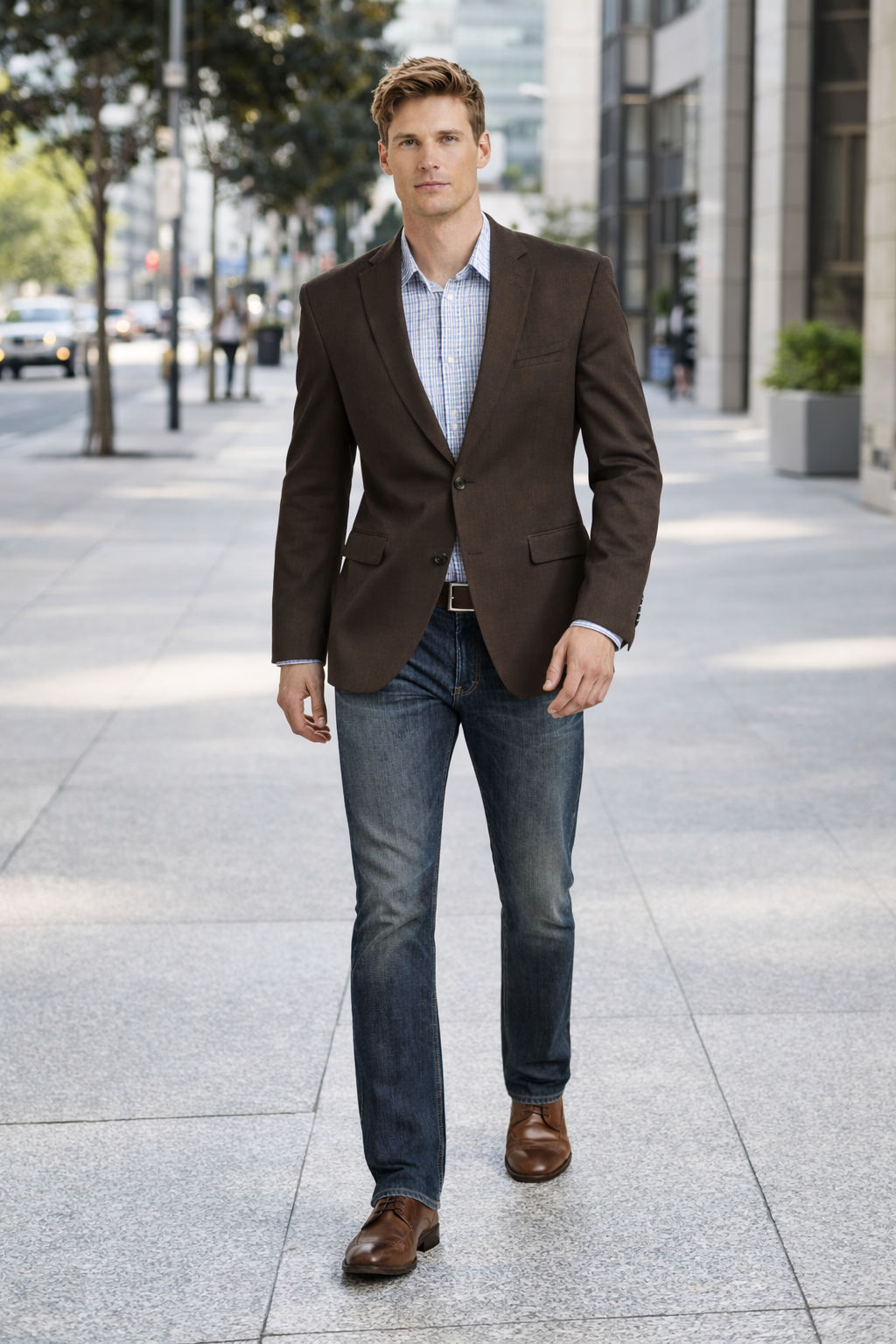 Men's Brown 2 Button Fashion Dress Casual Blazer-New Designer Collection - 38 Short Jacket+32 Waist Adjustable 28to34)(Height: 5 4 to5 7 )(Neck  15-16.5)S-M)