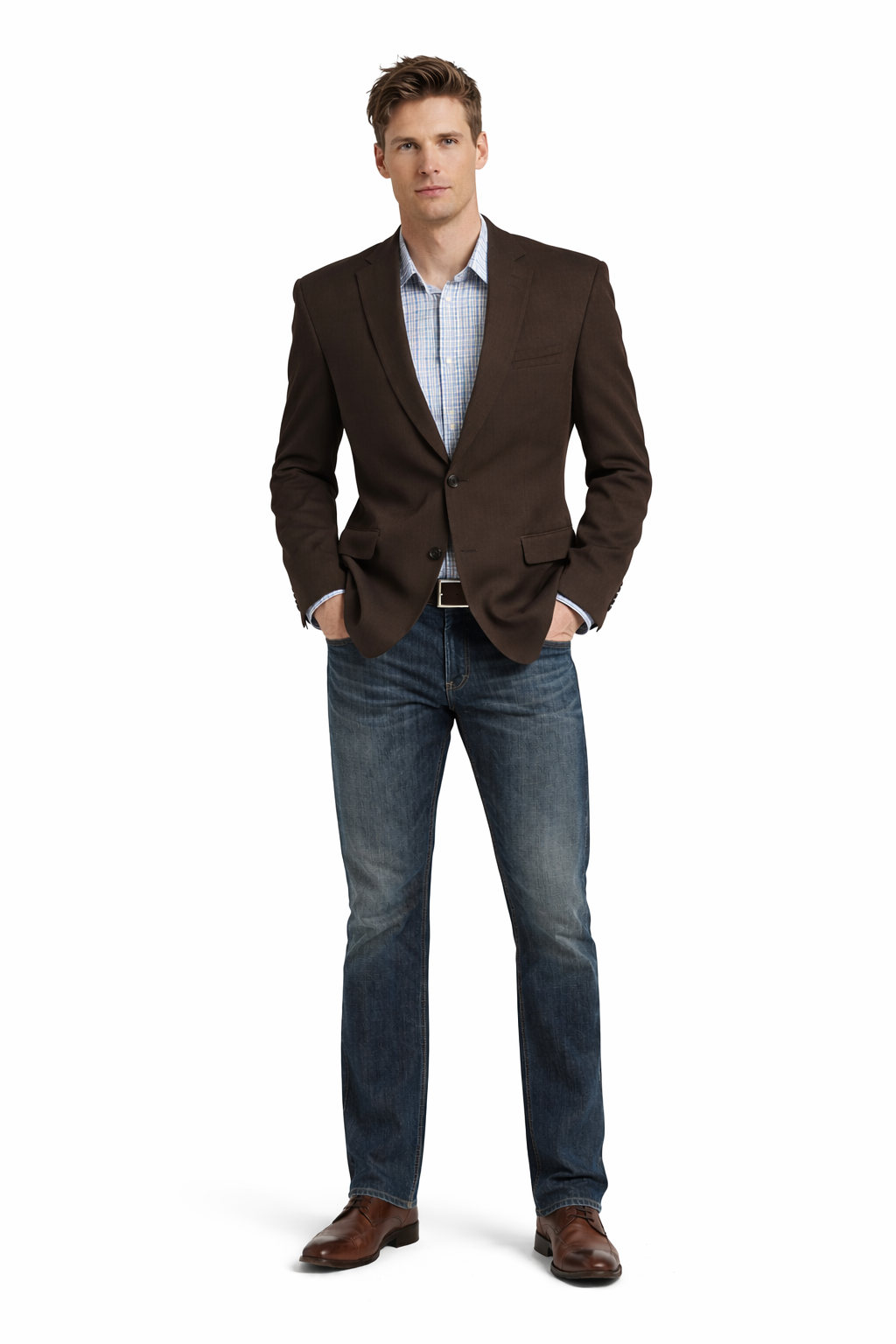 Men's Brown 2 Button Fashion Dress Casual Blazer-New Designer Collection - 38 Short Jacket+32 Waist Adjustable 28to34)(Height: 5 4 to5 7 )(Neck  15-16.5)S-M)