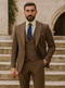 Elegant Brown Wedding Suit for Men – Three-Piece Groom Outfit