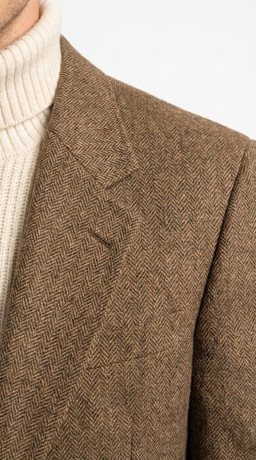 Mens Brown Houndstooth Blazer – Classic British Style 2 Button Checkered Texture Sport Coat for Fall, Winter Khaki Tan