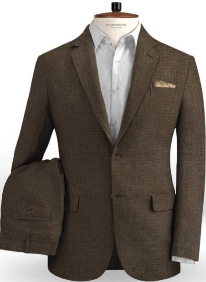 Mens Big and Tall Linen Suits - Brown Summer Fabric Suit