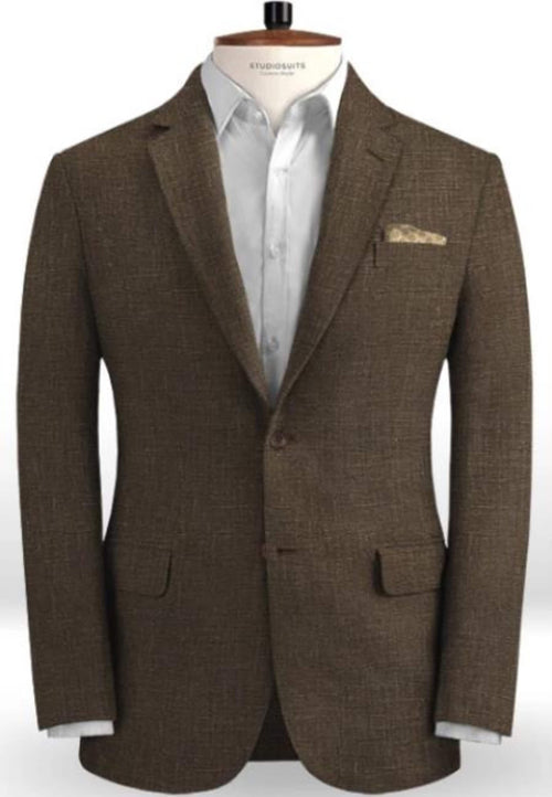 Mens Big and Tall Linen Suits - Brown Summer Fabric Suit