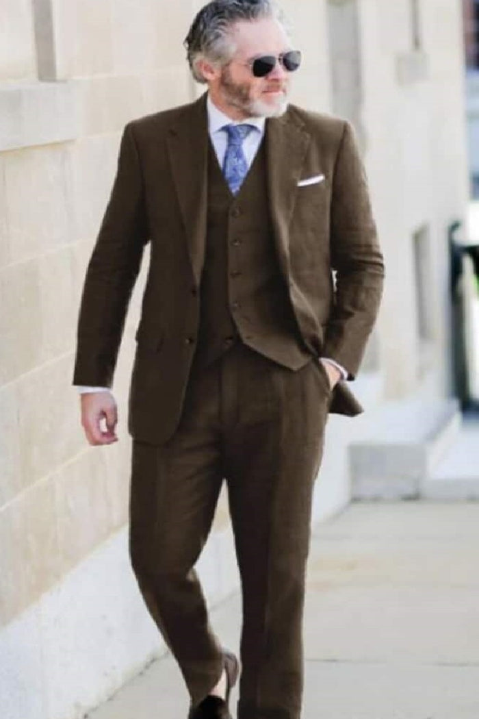 Mens Big and Tall Linen Suits - Brown Summer Fabric Suit