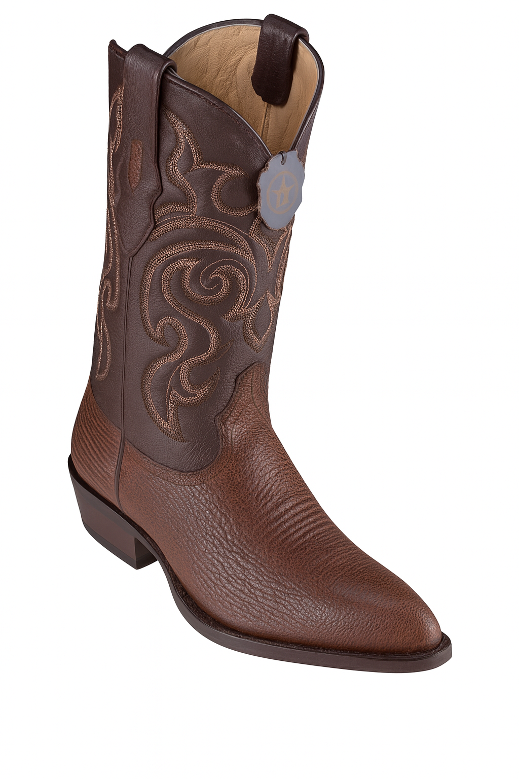 Brown Sharkskin Cowboy Boots J-Toe - EE