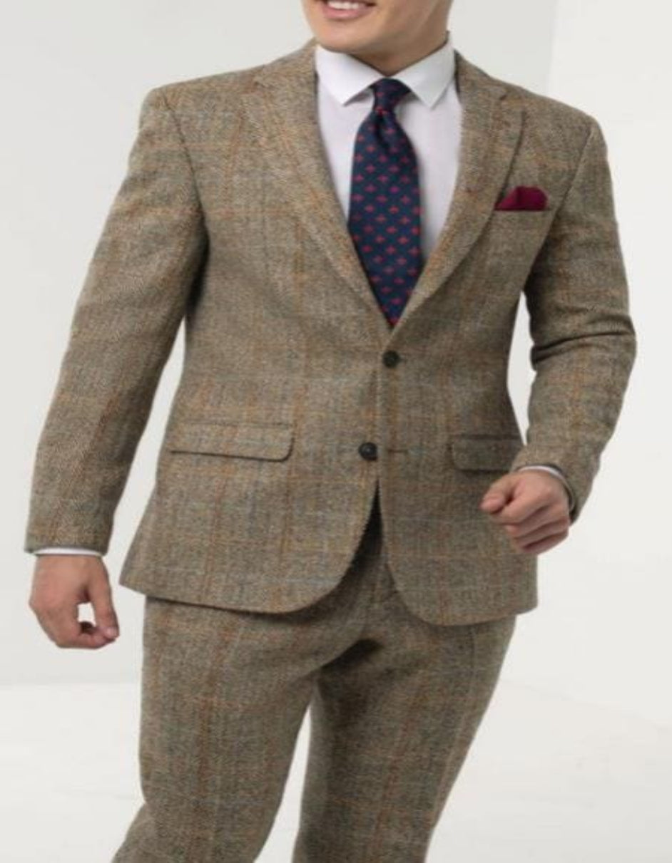 Mens Brown Wedding Suit - Wool Suit - Brown