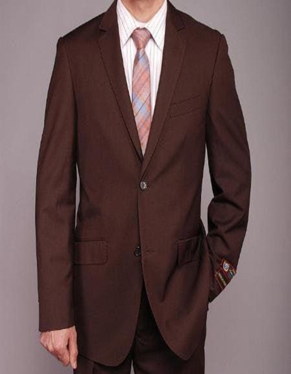 Mens Brown Wedding Suit - Pleated Pants - Wool Suit - Brown