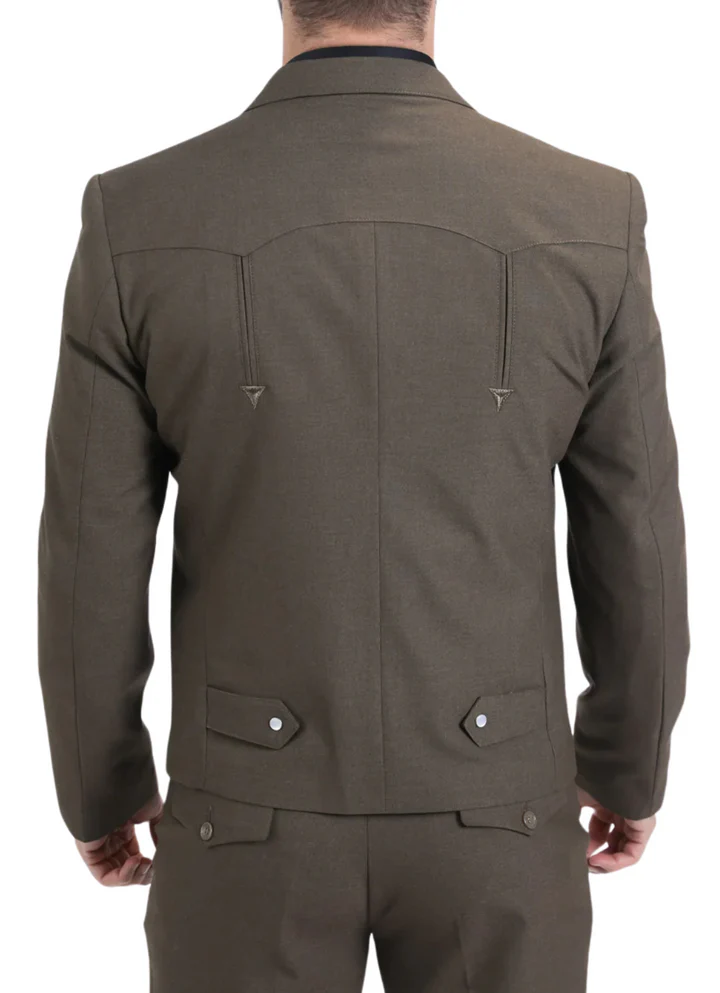 Men’s Brown Western Suit Set – Classic 2 Piece Formal Suit for Weddings and Business - 34 Short or Extra Small