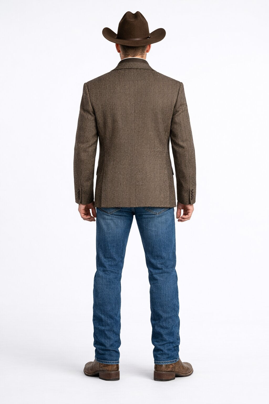 Mens Brown Herringbone Tweed Cowboy Western Blazer Classic Country Sport Coat Jacket for Ranch Wear,  Cowboy Jacket