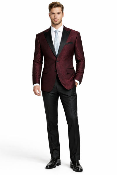 Mens Slim Fit Burgundy Tuxedo Blazer