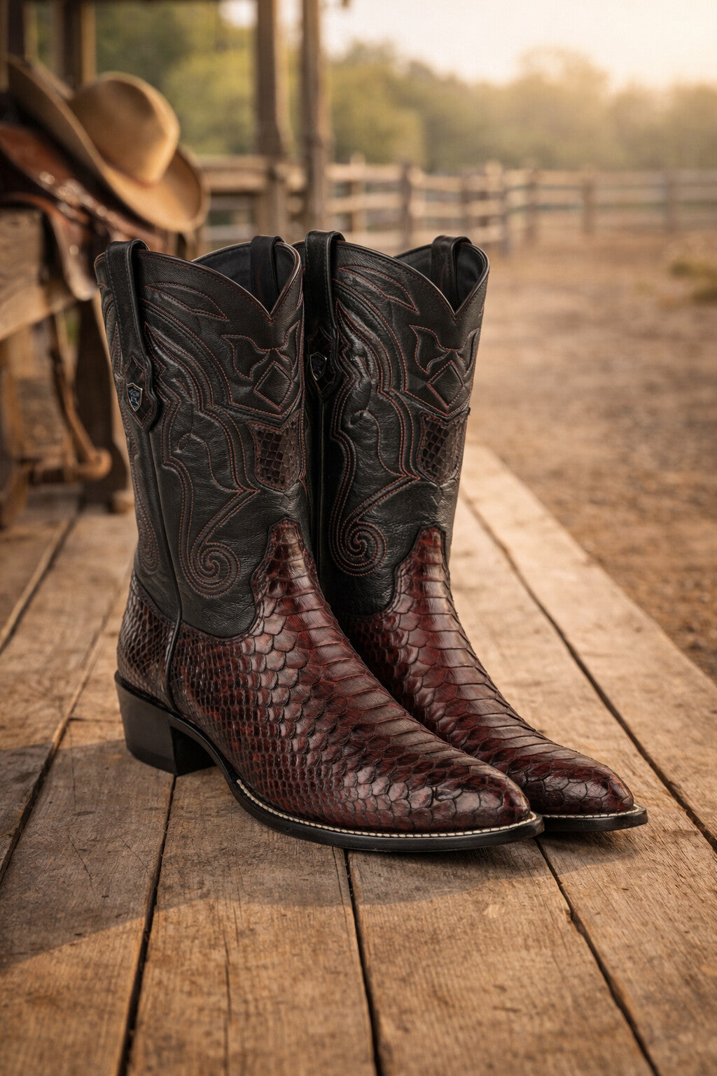 Men's Wild West Python Skin J Toe Boots 29957-New Designer Collection