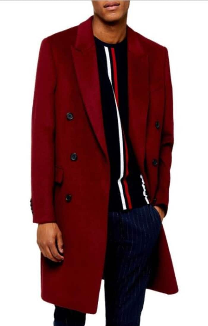 Men's Burgundy ~ Wine ~ Maroon  Double Breasted Overcoats