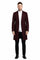 Mens Notch Lapel Wool Burgundy Wine Car Coat