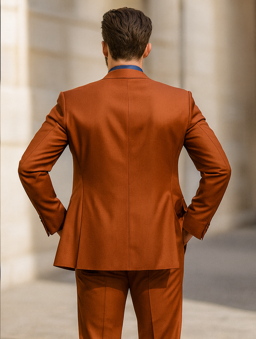 Bold Orange Wedding Suit for Men 3-Piece Groom Outfit