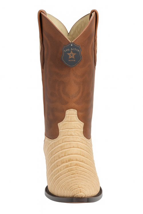 Los Altos Boots Honey Caiman Belly Cognac Cowboy Boots J-Toe
