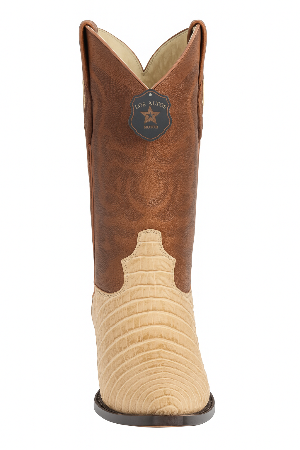 Los Altos Boots Honey Caiman Belly Cognac Cowboy Boots J-Toe - 6.0 Standard / D / Medium