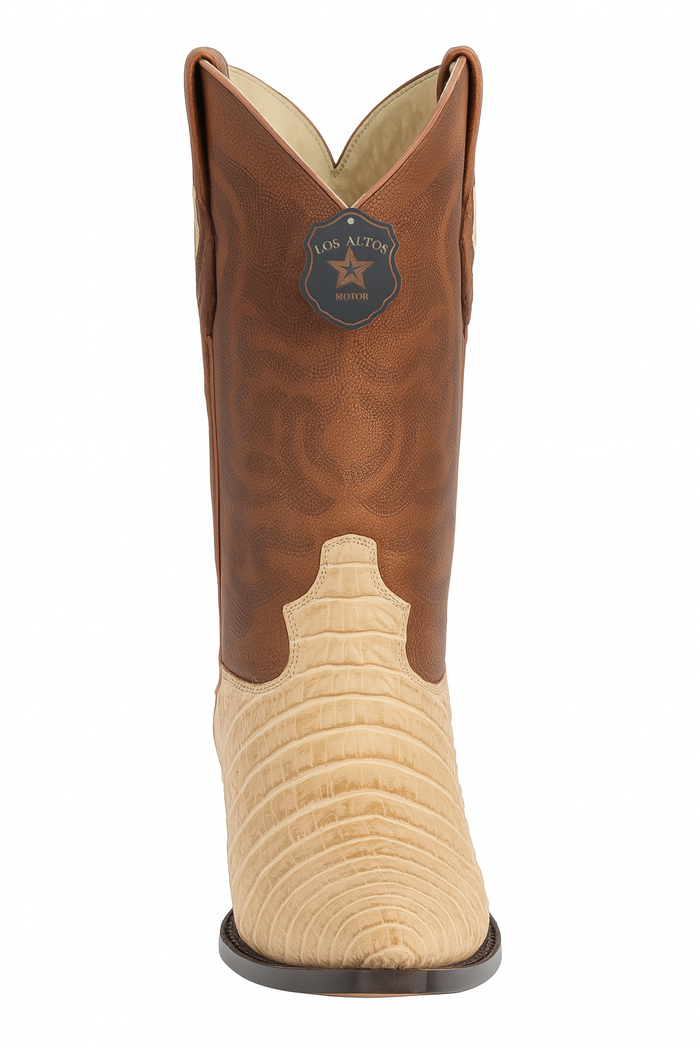 Los Altos Boots Honey Caiman Belly Cognac Cowboy Boots J-Toe