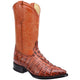 Men's Caiman Tail Print Leather J-Toe Boots - Winter White