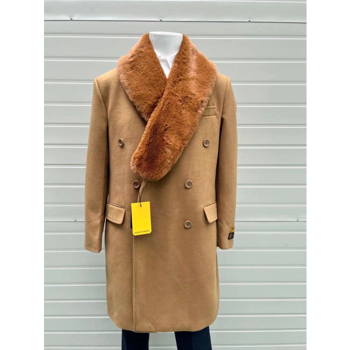 Mens Camel Peacoat - Mens Wool and Cashmere Camel Peacoat - Coat Size 38