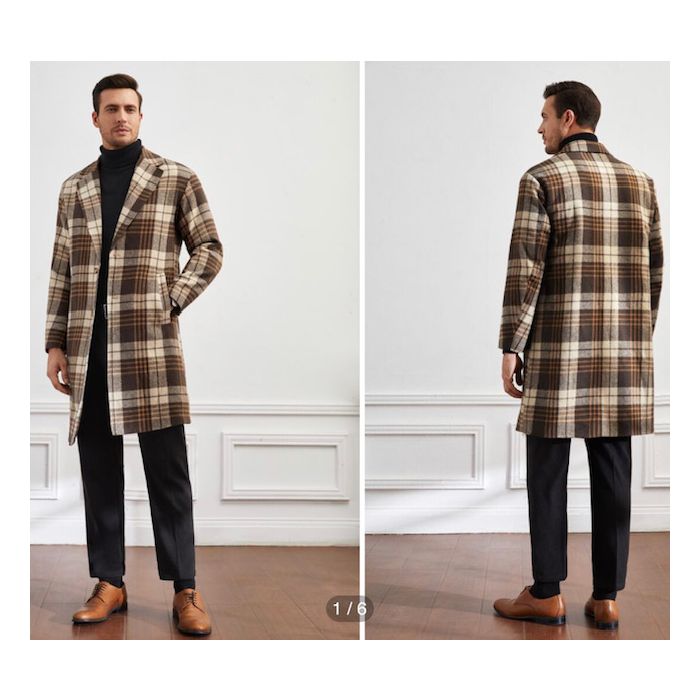 Camel plaid coat on sale