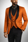 Men’s Designer Burnt Orange Floral Brocade Slim Fit Formal Tuxedo