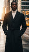 Men's Black Full Length Belted Overcoat Porter