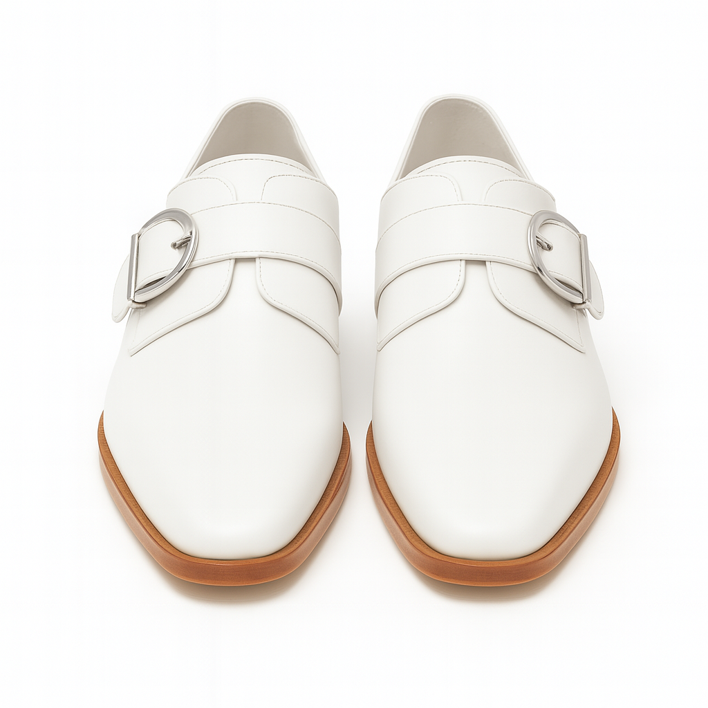 Mens Carrucci Classic Leather Fade Single D-Buckle Monk Strap Dress Shoe in Chestnut - 7