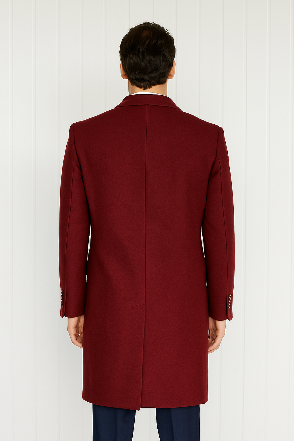Mens Cashmere Blend Burgundy Coat Full length - Three Quarter Cashmere Overcoat - Coat Size 38