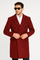 Mens Cashmere Blend Burgundy Coat Full length - Three Quarter Cashmere Overcoat