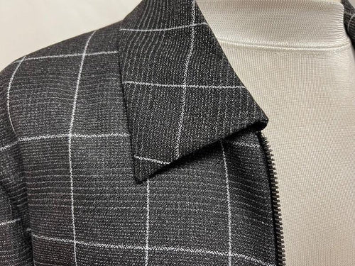 Mens Casual Leisure Suit Charcoal Windowpane 6775