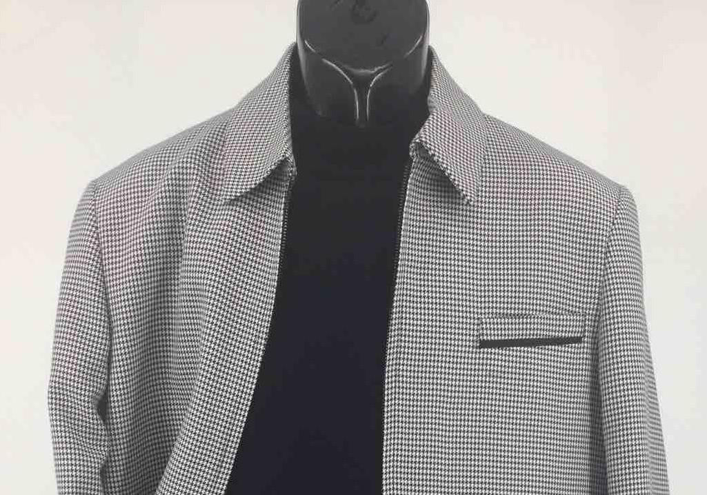 Mens Casual Leisure Suit White Black Houndstooth BP6783 - Small