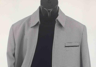 Mens Casual Leisure Suit White Black Houndstooth BP6783