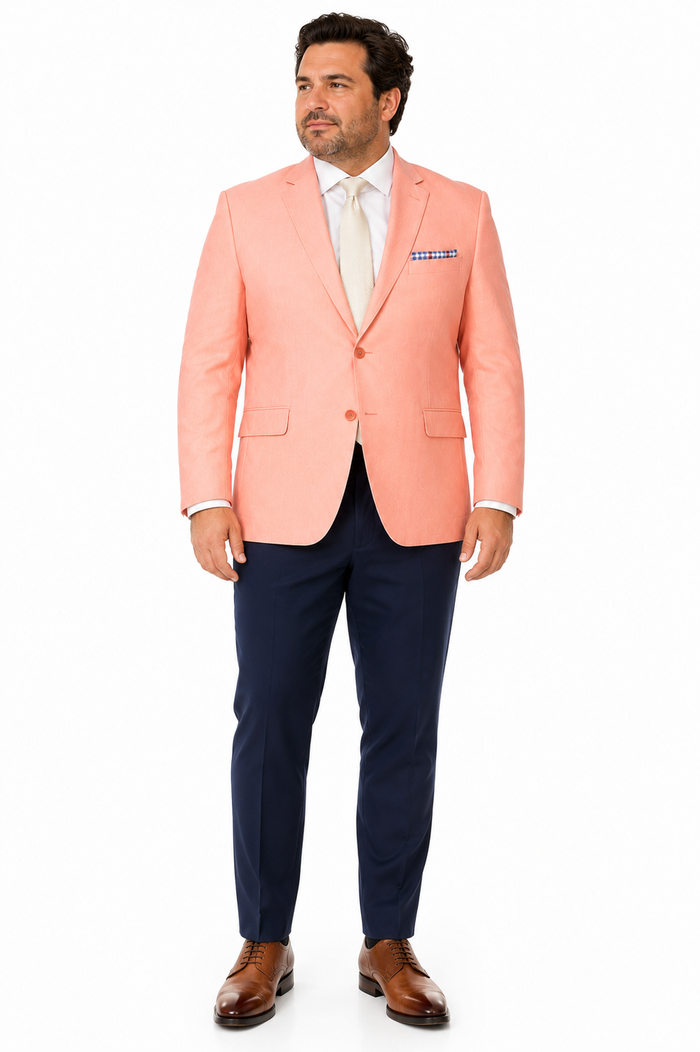 Mens Chambray Sportcoat - Chambray Blazer - Summer Cotton Blazer Peach Orange